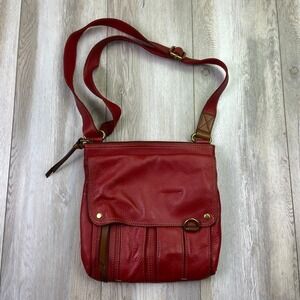 Fossil Morgan Traveler Red Leather Crossbody Purse Shoulder Bag Women's